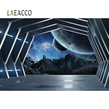 Laeacco Spaceship Space Station Photo Backdrops Universe Scener Customized Vinyl Photography Backgrounds For Home Studio Decor