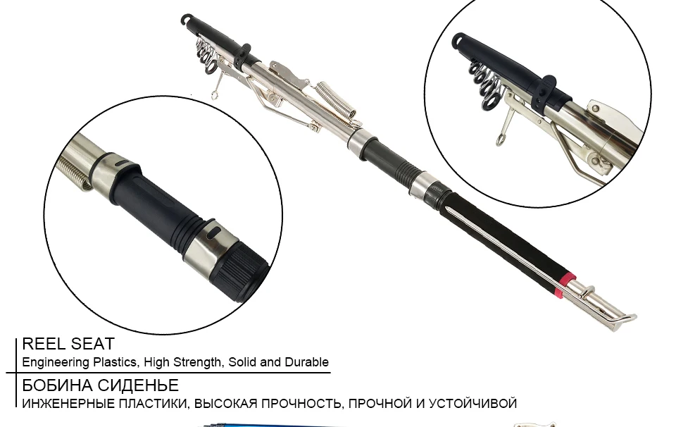 K8356 высокое качество 2,1 М 2,4 М 2,7 м Чувствительная Автоматическая Удочка из стекловолокна телескопическая удочка из нержавеющей стали концы De Pesca