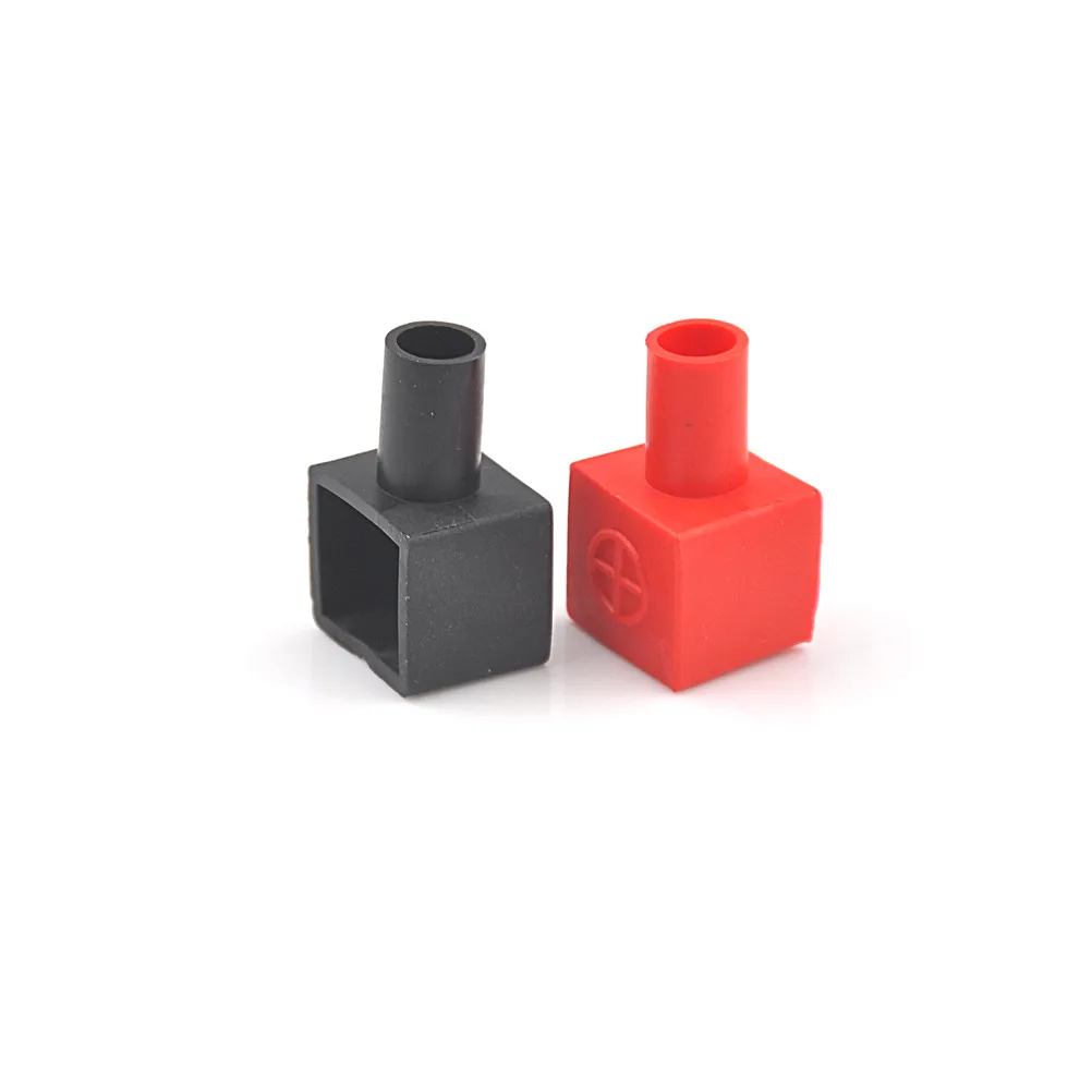 2pcs/set Universal Red and Black Square Motorcycle Battery Terminals Rubber Covers 13 x 14mm