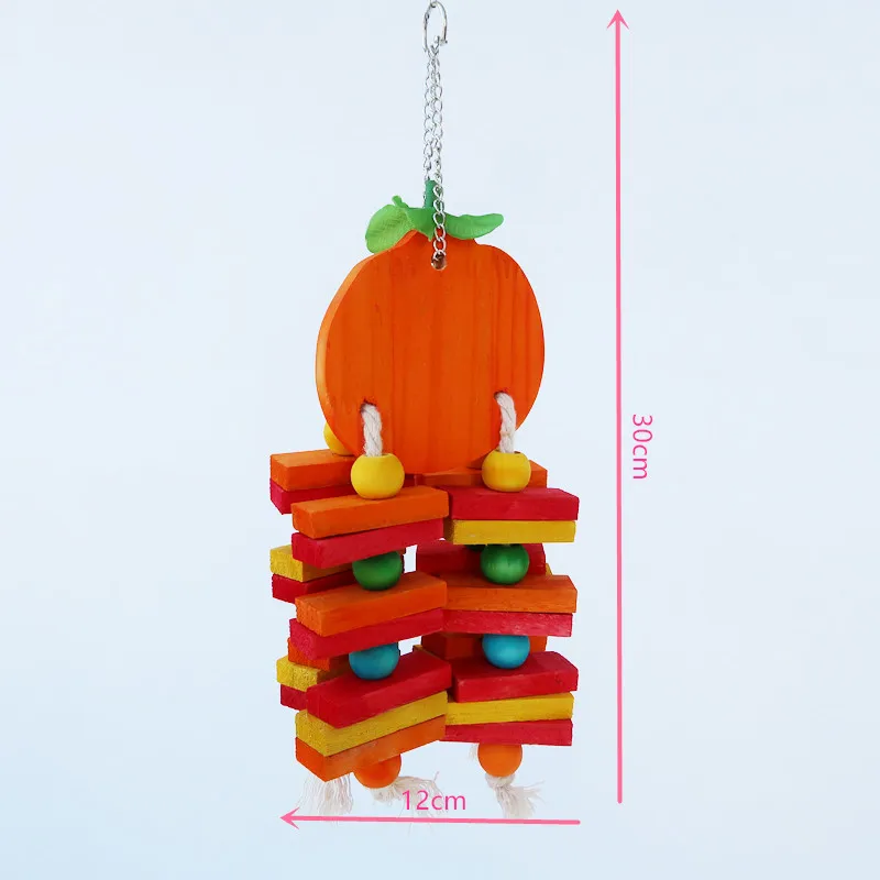 Красочные строительный блок попугай устойчивы укуса игрушка малых и средних попугай забавная игрушка поставки птица принадлежности для клетки аксессуары - Цвет: Orange