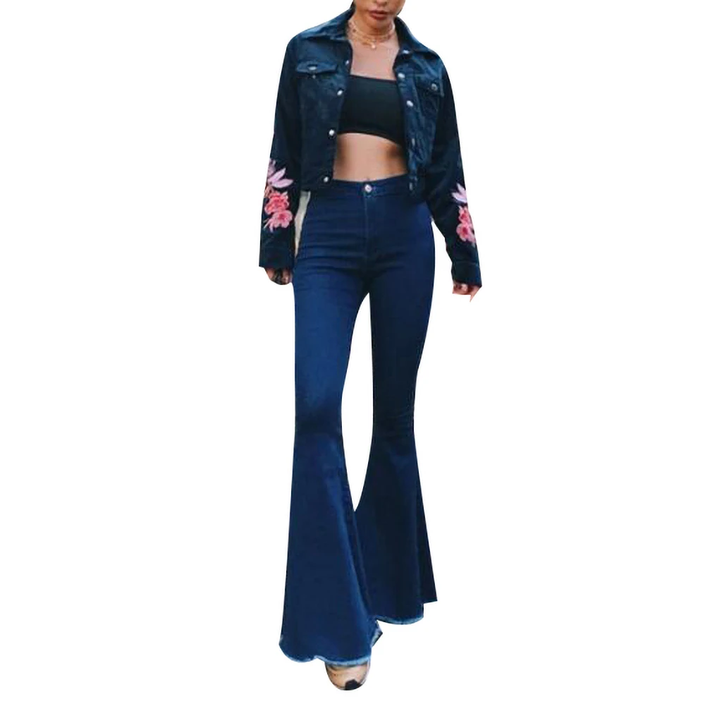 

Women's Denim High Waist Pants Solid Color Slim Sexy High Waist Big Trousers Trousers Female Clothing New Fashion Dropshipping