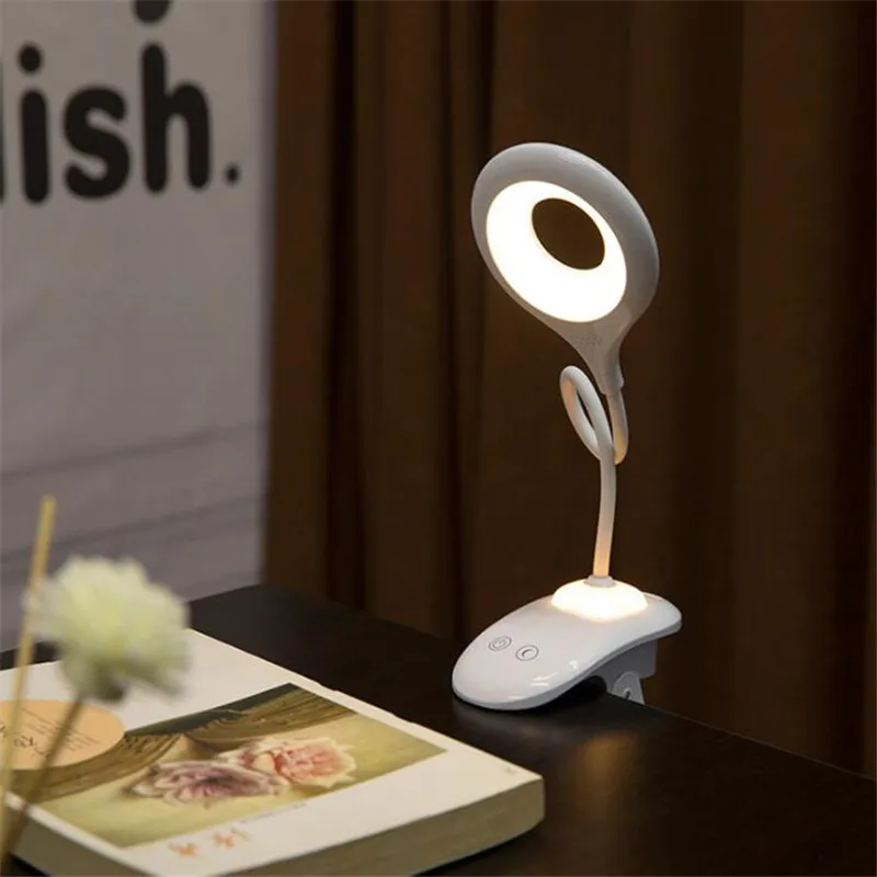 Светодиодный настольный светильник для чтения с защитой глаз настольная лампа с зажимом для чтения книг светильник USB 5 в настольная сенсорная 3 режима заряжаемая лампа - Цвет корпуса: Black