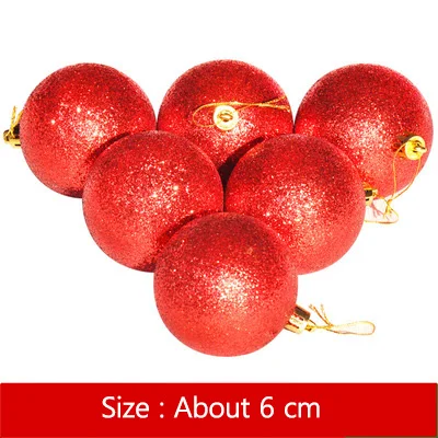 6CM-Red Glitter Strongwell 6 шт. елка на Рождество украшение для дома DIY Рождество День рождения Свадьба год елочный шар висячие украшения вечерние - Цвет: 6CM-Red Glitter