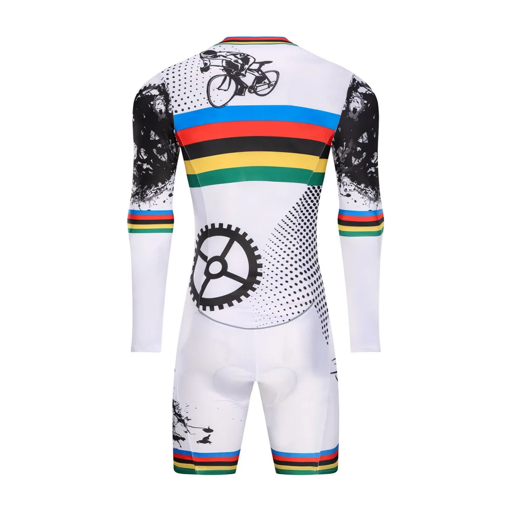 Malciklo men's and  long-sleeved triathlon suit White Cry for freedom bicycle anti-ultraviolet breathable and quick