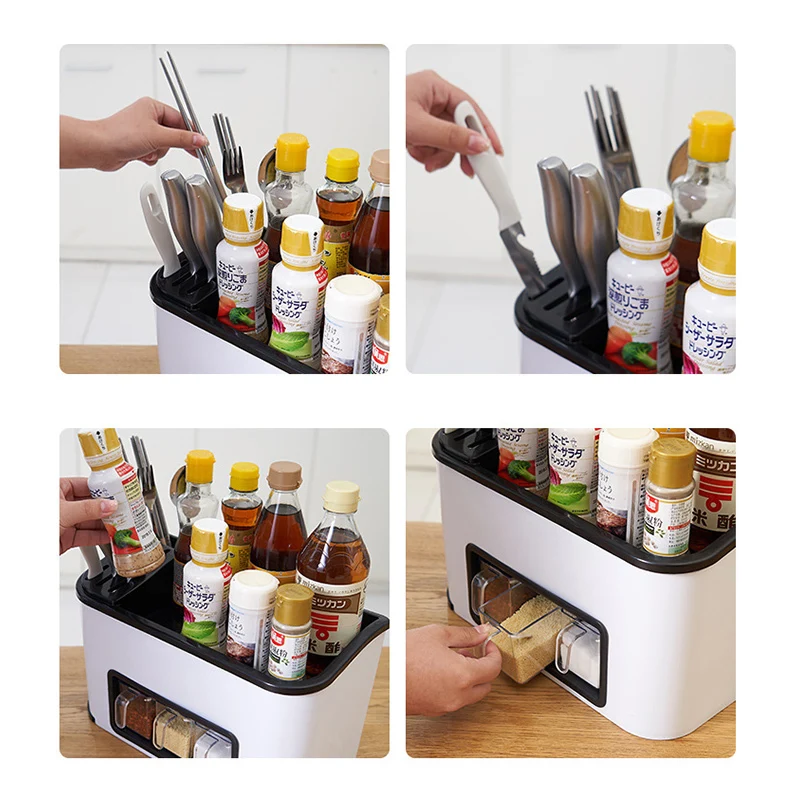 Домашний полезный кухонный набор коробок для приправ многофункциональный комбинированный держатель для ножей Кухня принадлежности стеллаж для хранения специй для кувшина органайзера
