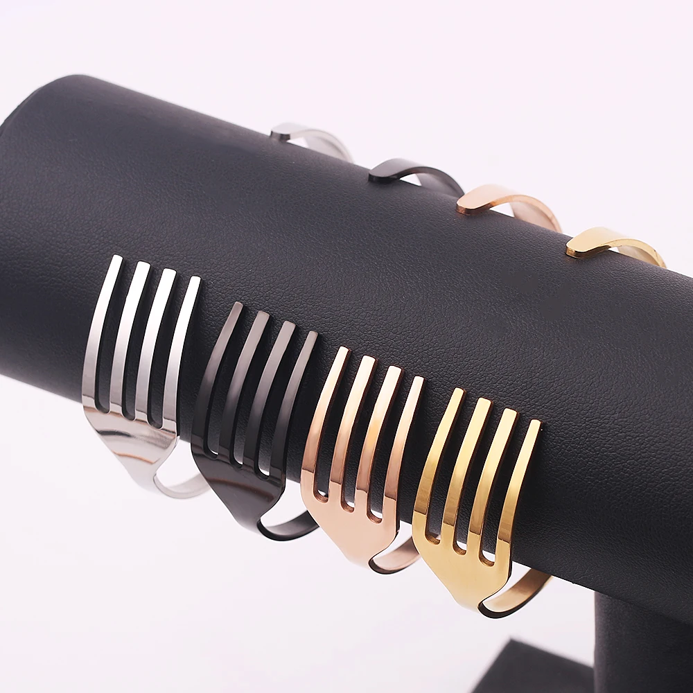 

Cool Cuff Fork Spoon Women Bangle bracelets Armband women Stainless Steel Fork Trident Open Bracelets For Men Women Jewelry Gift