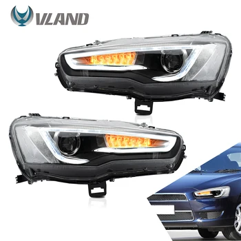 

VLAND Headlamp Car Headlights Assembly for Mitsubishi Lancer EVO X 2008-2018 Head light with moving turn signal Dual Beam Lens