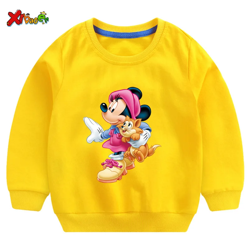 Детский свитер; одежда с капюшоном; милые детские толстовки; повседневная одежда; зимние топы с длинными рукавами для маленьких девочек - Цвет: sweatshirt yellow