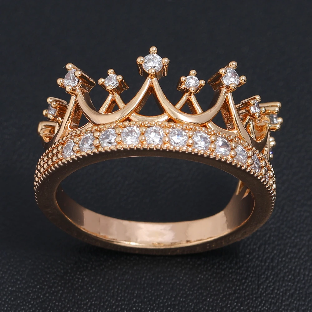 LUALA anillos de corona de princesa para oro rosa 585, Circonia cúbica AAA, Micro pavé, de compromiso para mujer, No se decolora| Anillos| - AliExpress