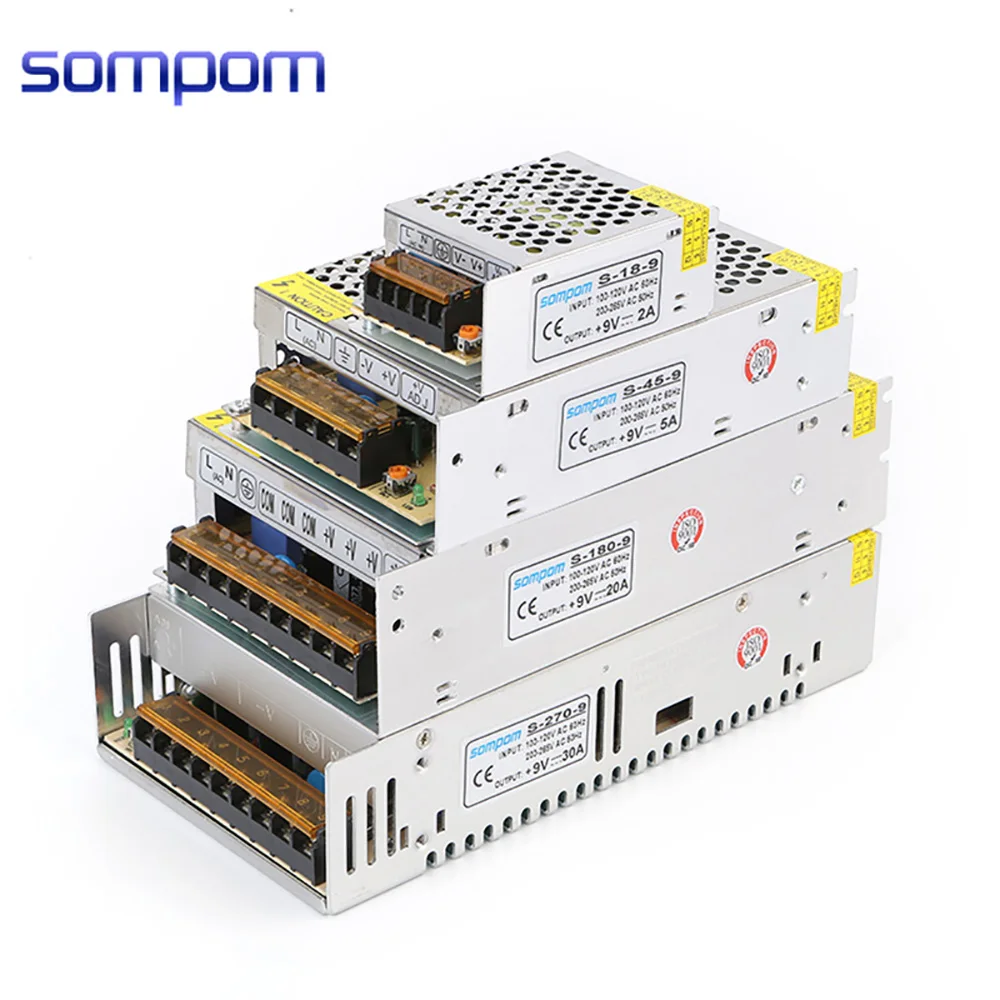 Sompom завод питания один выход AC к DC трансформатор 9 в 10a 90 Вт SMPS импульсный источник питания