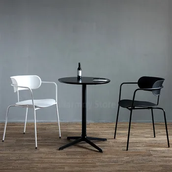 

Nordic Designer Simple Dining Chair Armchair Art Chairs Stylish Creative Leisure Chair Backrest Armrest Restaurant Chair