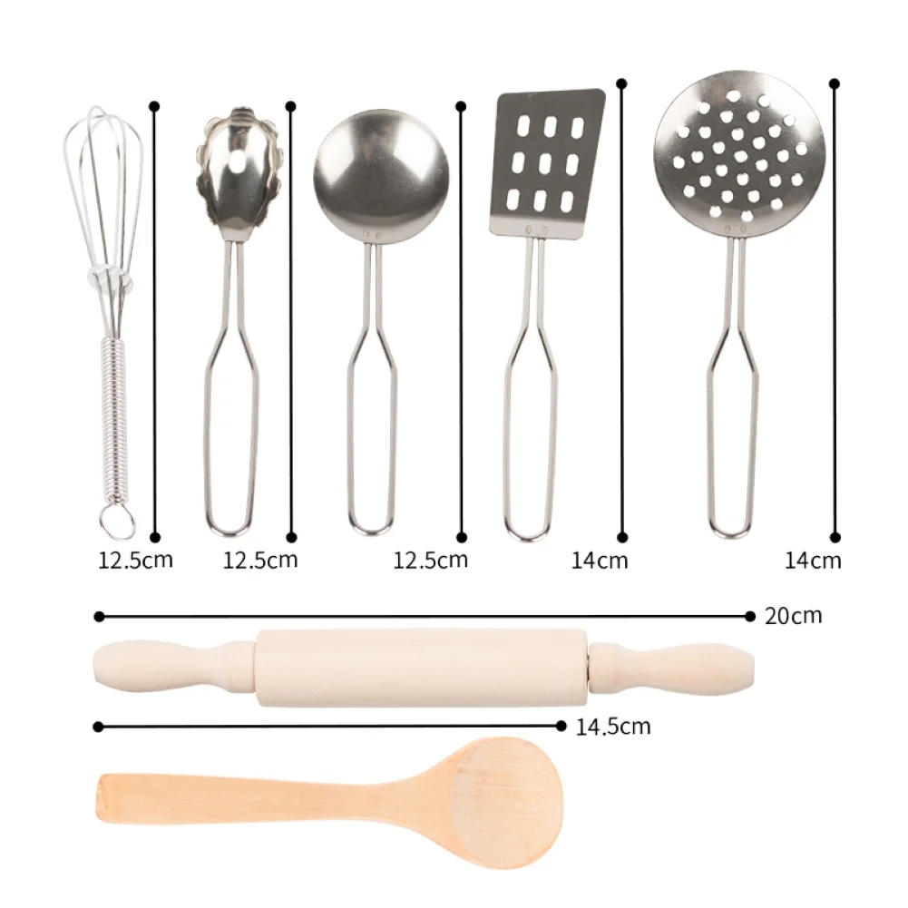 22Pcs/Set Girl Kids Cooking Apron Baking Set Chef Hat Mitt & Utensil for Toddler Dress Up Chef Costume Role Play House Toy