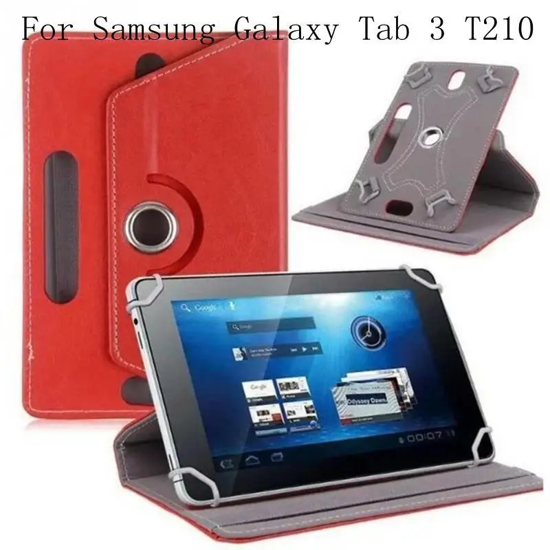 

Magnetic Case For Samsung Galaxy Tab 3 T210 T211 360 Degree Rotating Stand Flip PU Leather Smart Cover+gifts