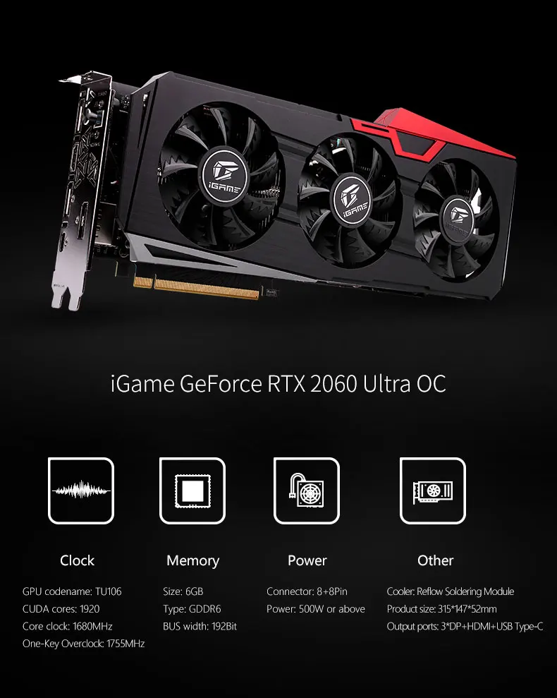 Игровая видеокарта iGame GeForce RTX 2060 Ultra OC-V