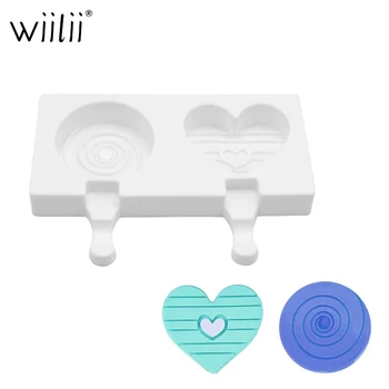 

Silicone Ice Cream Mold Love-heart Circle Popsicle Molds DIY Candy Lollipop Mould Ice Cube Maker Tray Handmade Baking Tools