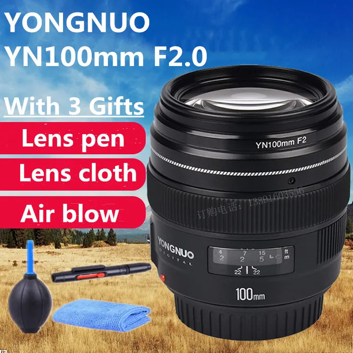 YONGNUO 100mm Lente YN100mm F2.0 AF/MF Foco Fixo Lente para Câmera Canon EOS Rebel 1300D T6 760D 750D para DLSR камера