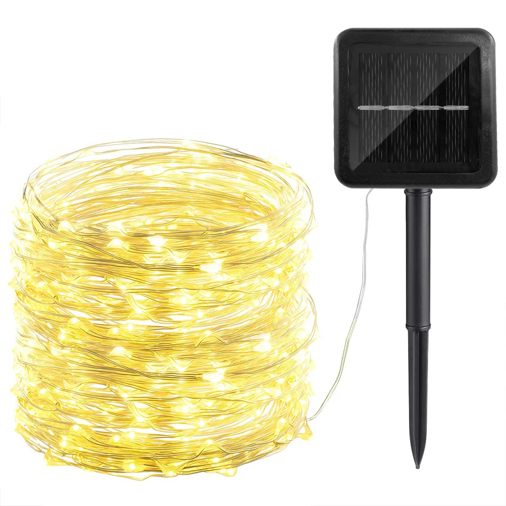 Гирлянда светодиодная на солнечной батарее 8 режимов 200
