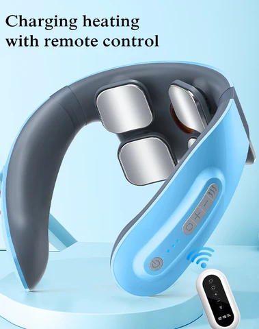 4 Massage Heads Neck Massager Hot Compress Pulse Kneading Shoulder Massager Deep Tissue Pain Relieve Fatigue Office