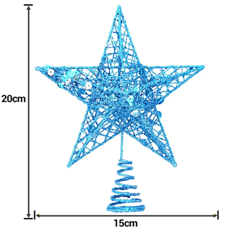 1 шт 20 см новогодняя елка топперы звезда золотистый, серебристый, металлический декоративное украшение в форме звезд Блестки для ногтей подарки праздничные вечерние принадлежности