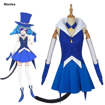 

Anime Star Twinkle Pretty Cure Costume Blue Cat Yuni Demon Lord Mao Cosplay Cure Cosmo Boots Halloween Dress Girl Party Skirt