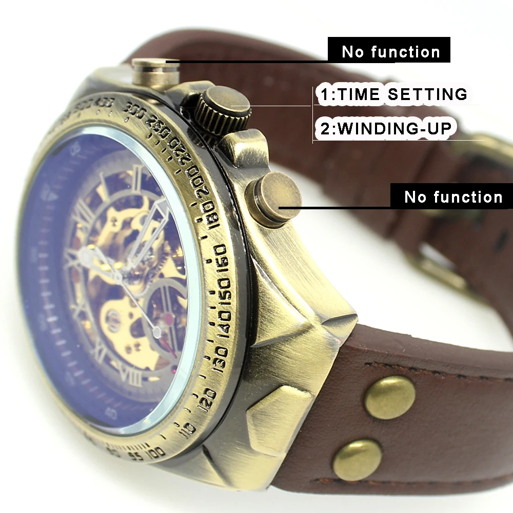 Mechanical Watches Steampunk Bronze Automatic Watch Men Vintage Transparent Skeleton Watch Man Cloc-4