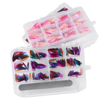 

240Pcs Colorful Salon Pointed Nail Tips False Nails with Nail File Nail Polish Nails Tips Artificial Nails Clear Nails Accessory