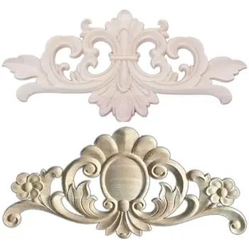 

2Pcs Rubber Wood Carved Applique Retro Furniture Craft Decor - 24 x 10Cm & 22 x 10 Cm