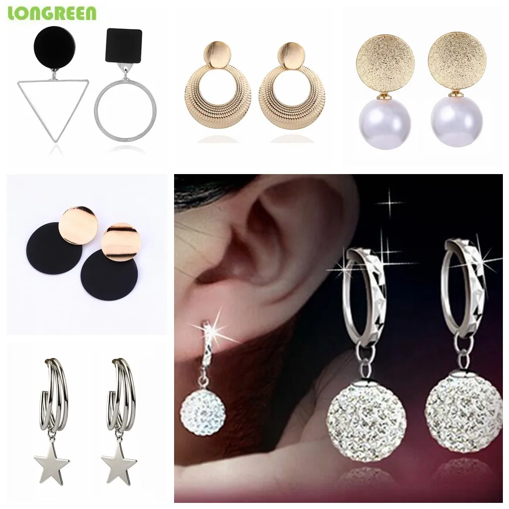 Metal Simple Stylish Geometric Round Unique Earrings For Women Girl Gifts Stainless Steel Earrings Set De Aretes Orecchini Donna