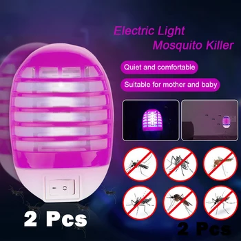 

Mosquito Killer Lamp LED Fly Insect Trap Electric Anti-mosquito Lamp Wall Chaser Electronics Kills Mosquito Lamp EU Plug 2pcs