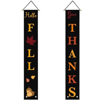 

Thanksgiving Porch Decorations Autumn Harvest Front Door Hanging Curtain Pendant for Thanksgiving Home Yard Party Decors