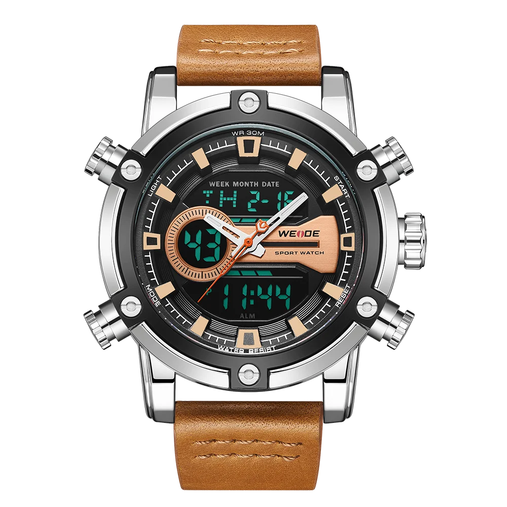 WH9603-12C WEIDE часы европейские роскошные мужские спортивные Бизнес Кварцевые move Мужские t аналоговые lcd Цифровые Автоматические часы с датой и будильником мужские часы - Цвет: WH9603-12C