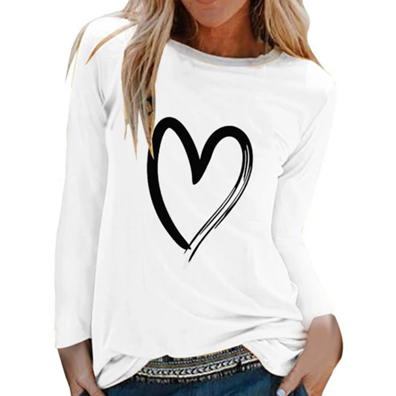 Women's heart print t shirtCamisetas AliExpress