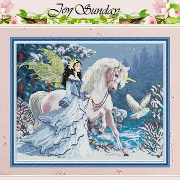 

Elves Riding Unicorns Counted Cross Stitch 11CT Printed 14CT Cross Stitch Sets wholesale Cross-stitch Kits Embroidery Needlework