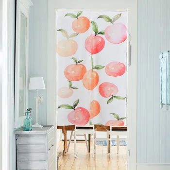 

DUNXDECO Door Partition Curtain Kitchen Half Cortinas Modern Fresh Fruit Peach Strawberry Lemon Soft Short Brush Fabric Rideau