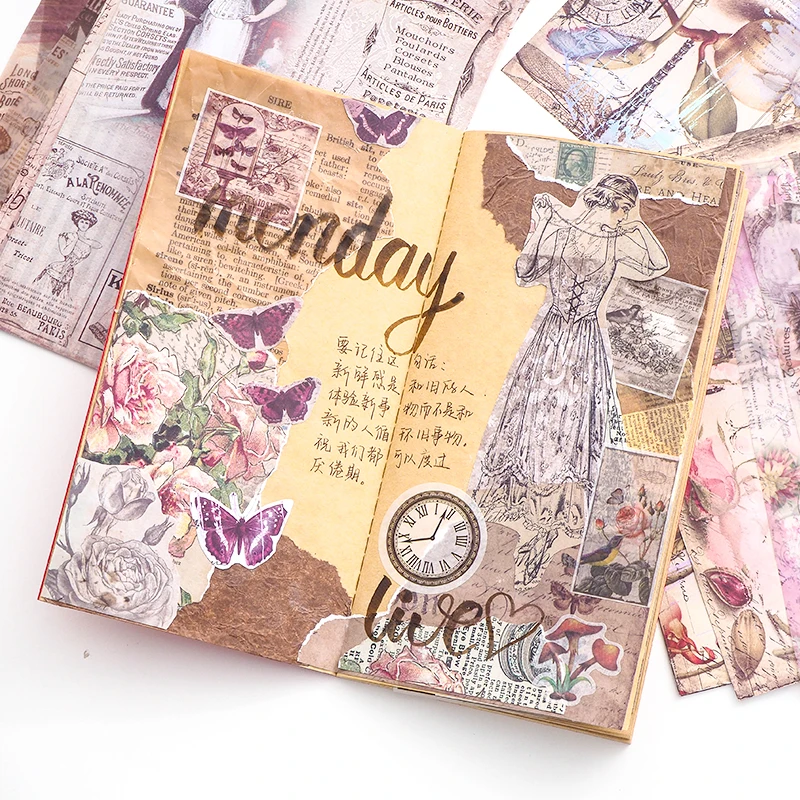 8 шт. натуральная растительная английская память фоновая бумага мусорный журнал