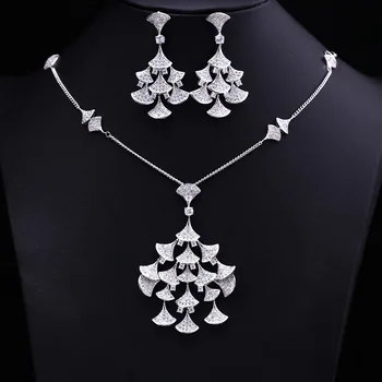 

3 Color Select Fashion AAA Cubic Zircon Flower Wedding Bridal Jewelry Sets ,Earrings /Necklace,Factory price