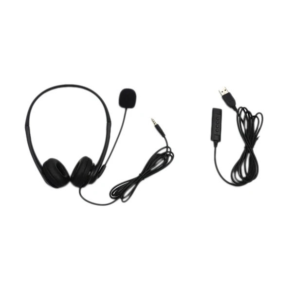 Mutilfunction Call Center Headset USB 3 5mm Jack with Noise Cancelling Mic Volume Control for PC Home Office Phone