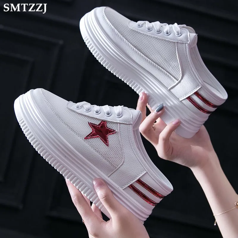 

Brand Soft Bottom 2019 Summer new Mesh breathable flat shoes hot sale Slipper casual comfort White Slip on ladies canvas shoes