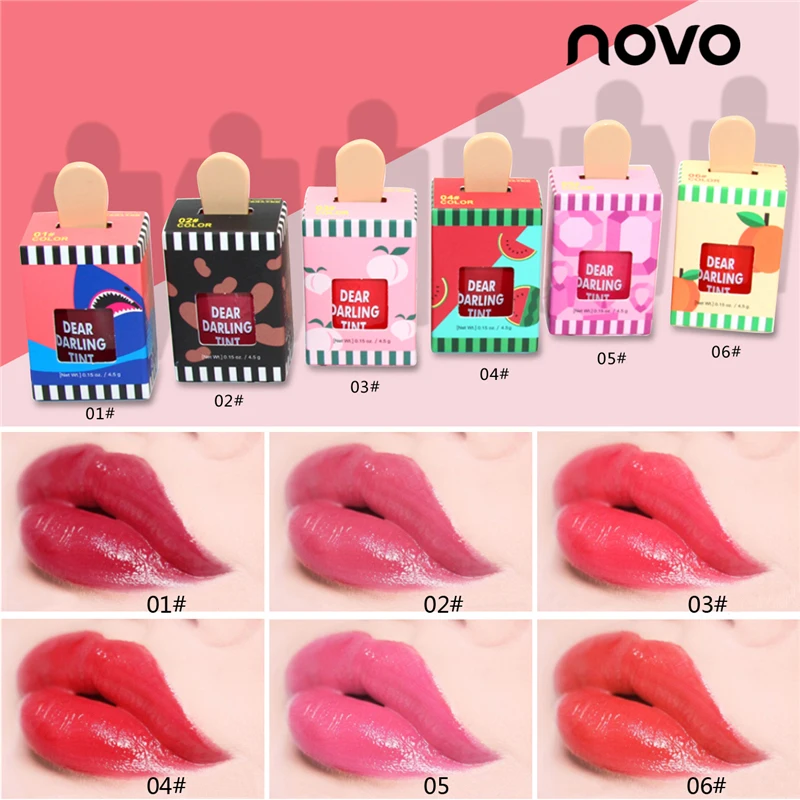 Жидкая помада блеск для губ NOVO Vivid водостойкий Гель лак 24 часа влажный чистый