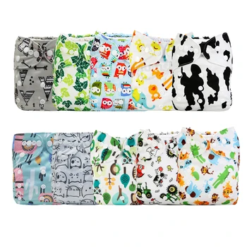 

[Mumsbest] 10PCS/Pack Wholesale Price Baby Washable Cloth Diaper Pocket Waterproof & Breathable Nappy Cover Sent Random Color