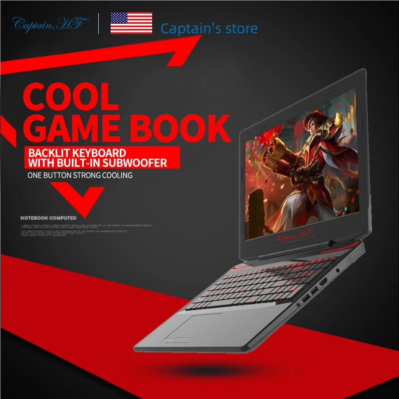 US Captain HF Ноутбук игровой 15,6 дюймовый дисплей Процессор Intel Core i7-6700HQ Ноутбук для игр GTX1060 ОС Windows10, 8ГБ RAM 128ГБ SSD+1 ТБ HDD