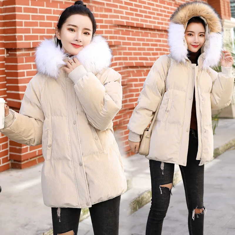 

Winter New Style Cotton-padded Clothes WOMEN'S Coat 2018 Korean-style Short Large Fur Collar Thick Cotton Coat Corduroy BF Stude