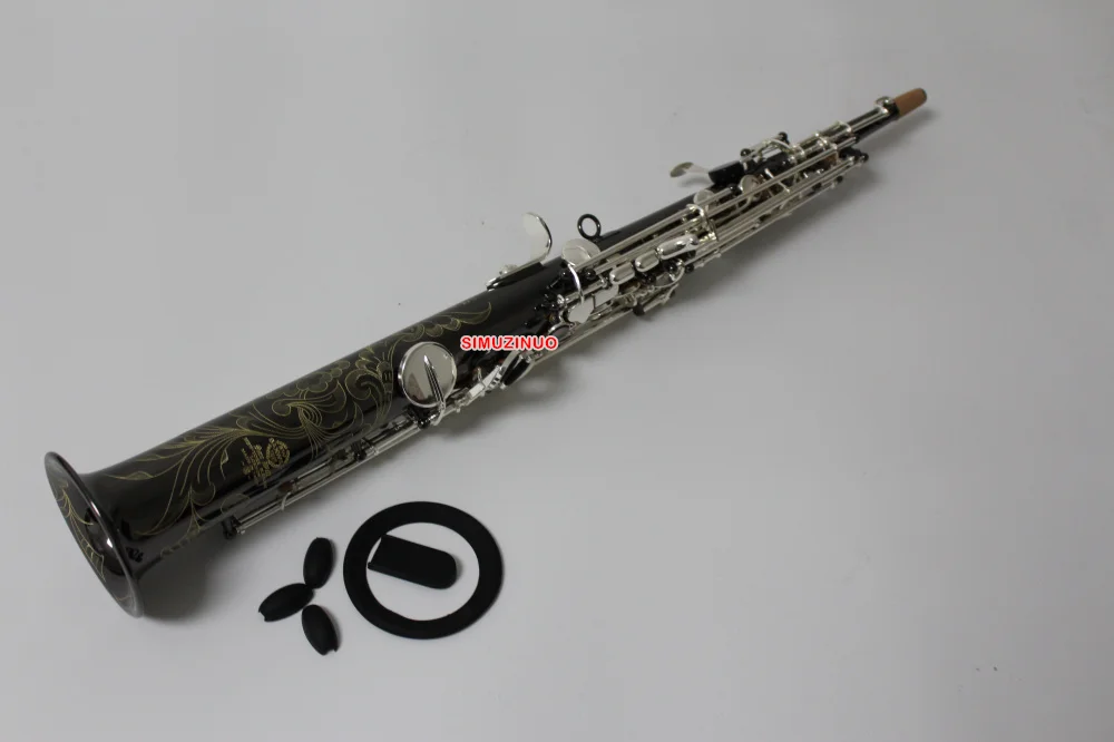 

PRO Bb Soprano Saxophone Black Nickel Body,Silver Plated body and Keys with Case