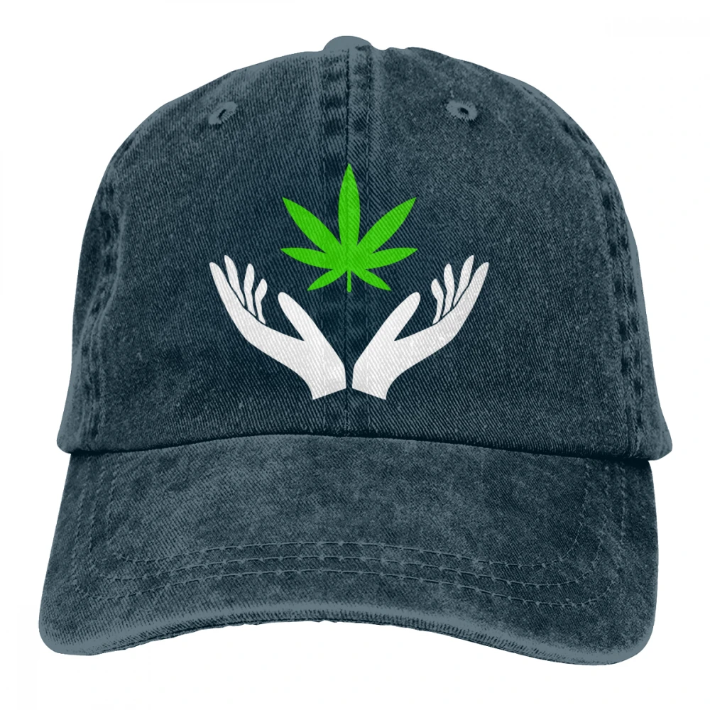 Трава руки держа лист Casquette черный унисекс Мужские Женские джинсовые бейсболка с ремешком кепки Регулируемый Гольф папа шляпа