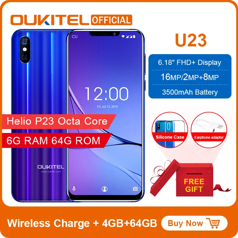 OUKITEL U23 смартфон экран 6 18 дюймов Android 8 1 Восьмиядерный ГБ 64 ГБ|Смартфоны| |