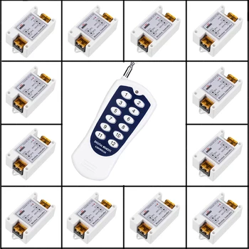 

AC 110 V 220 V 12 CH Universal Wireless Remote Control Switch 40A Relay Receiver Module +12 Button RF Remote Transmitter