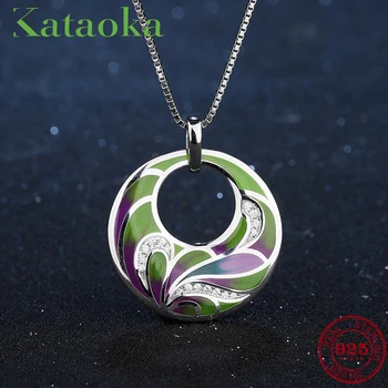 

Like green Plant colorful Enamel grass for Women Authentic 925 Sterling Silver charming fashion Necklace Pendant Party Jewelry