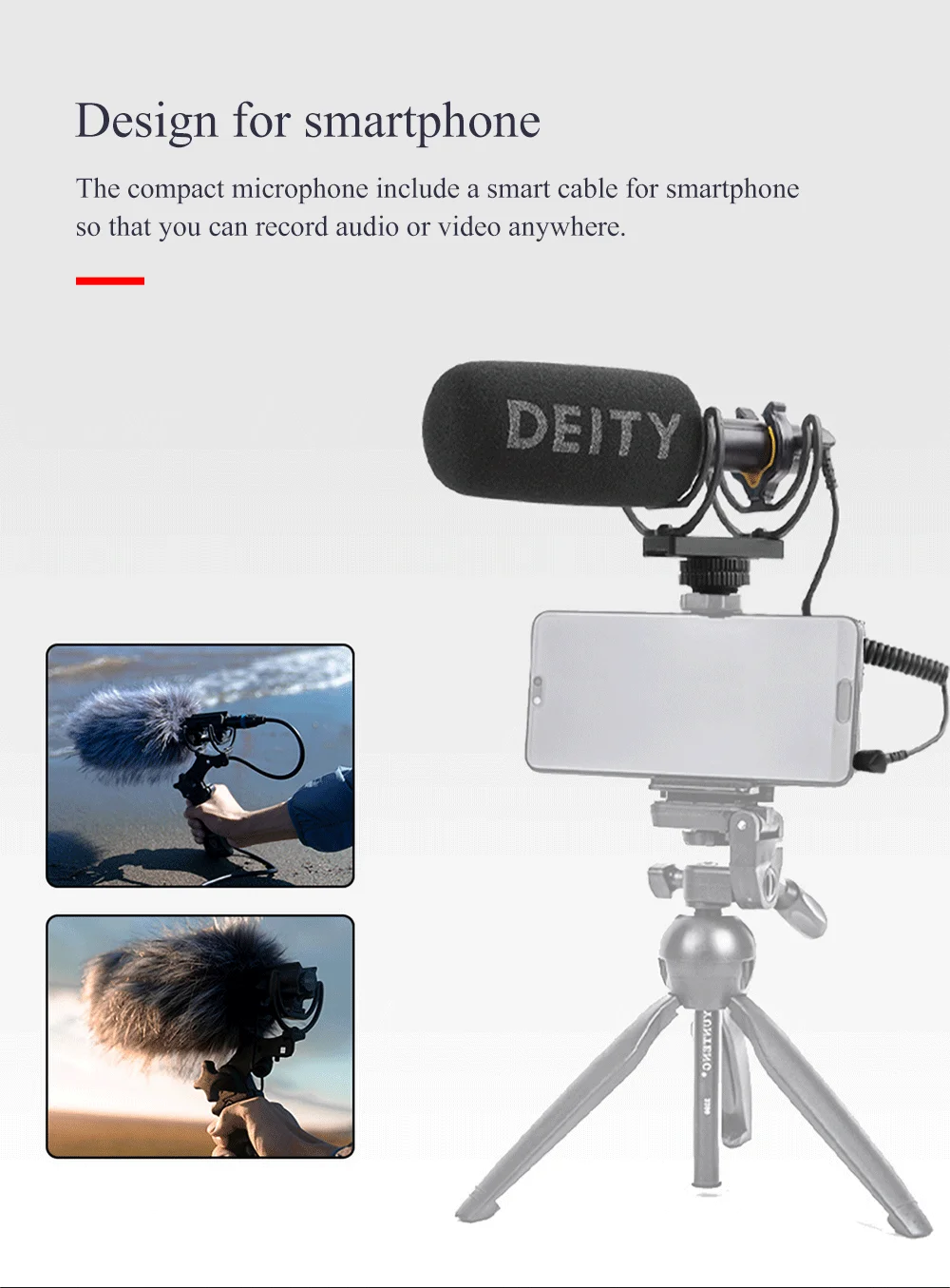 Микрофон Deity V-Mic D3, превосходный звук по оси, низкий уровень шума, искажение для цифровой зеркальной камеры, видеокамеры, регистратора, телефона, ноутбука, планшета