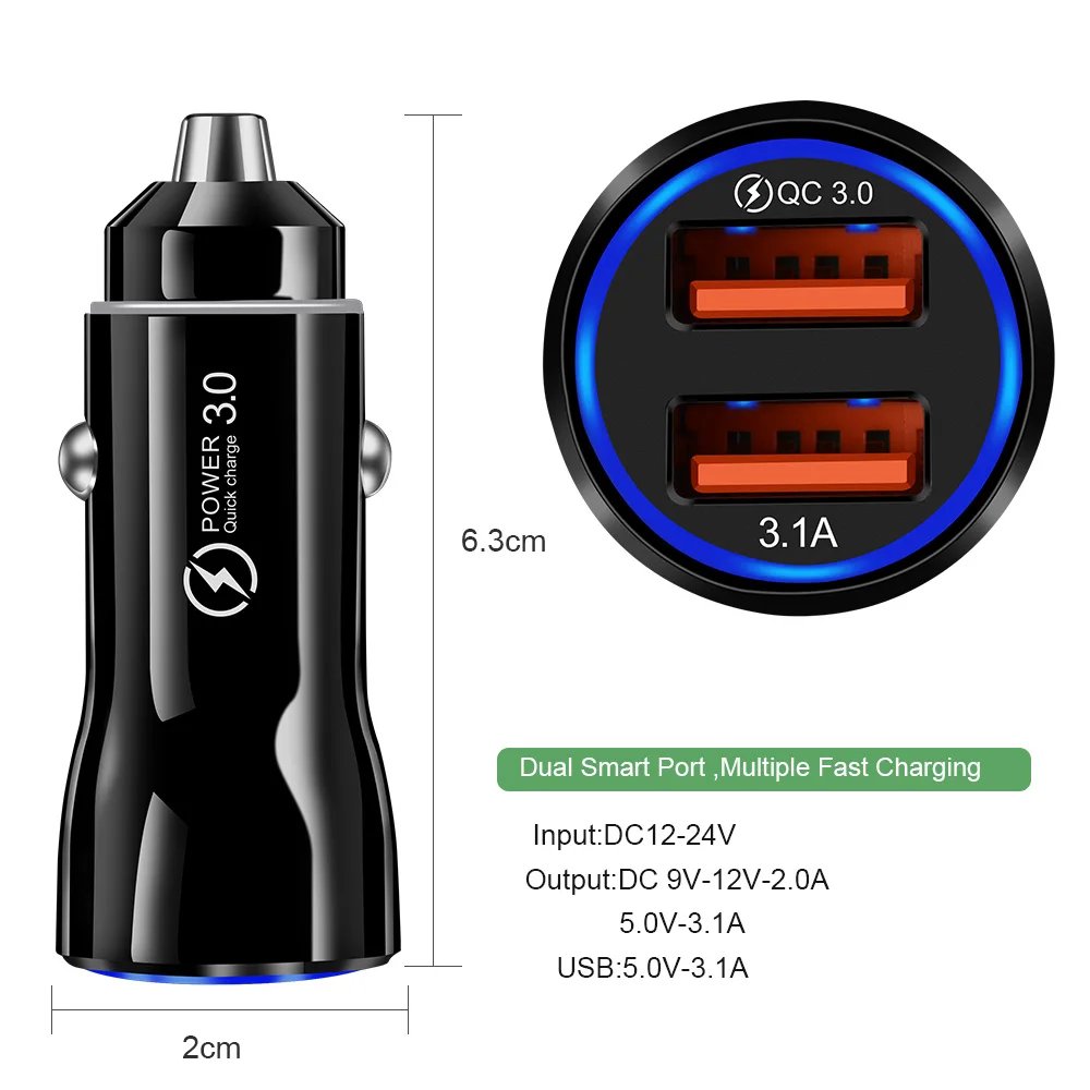 Автомобильное зарядное устройство OLAF с двумя USB портами 3 1 А быстрая зарядка 0