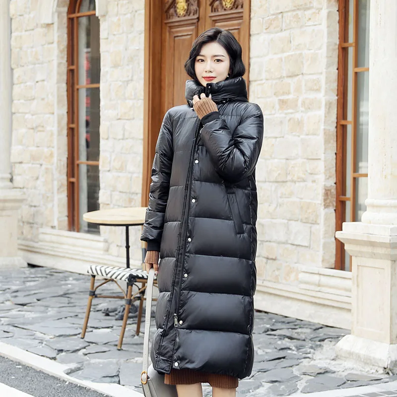 Зимний пуховик Женская парка пальто Feminina плюс размер длинный пуховик с капюшоном теплый пуховик для женщин зима - Цвет: Черный